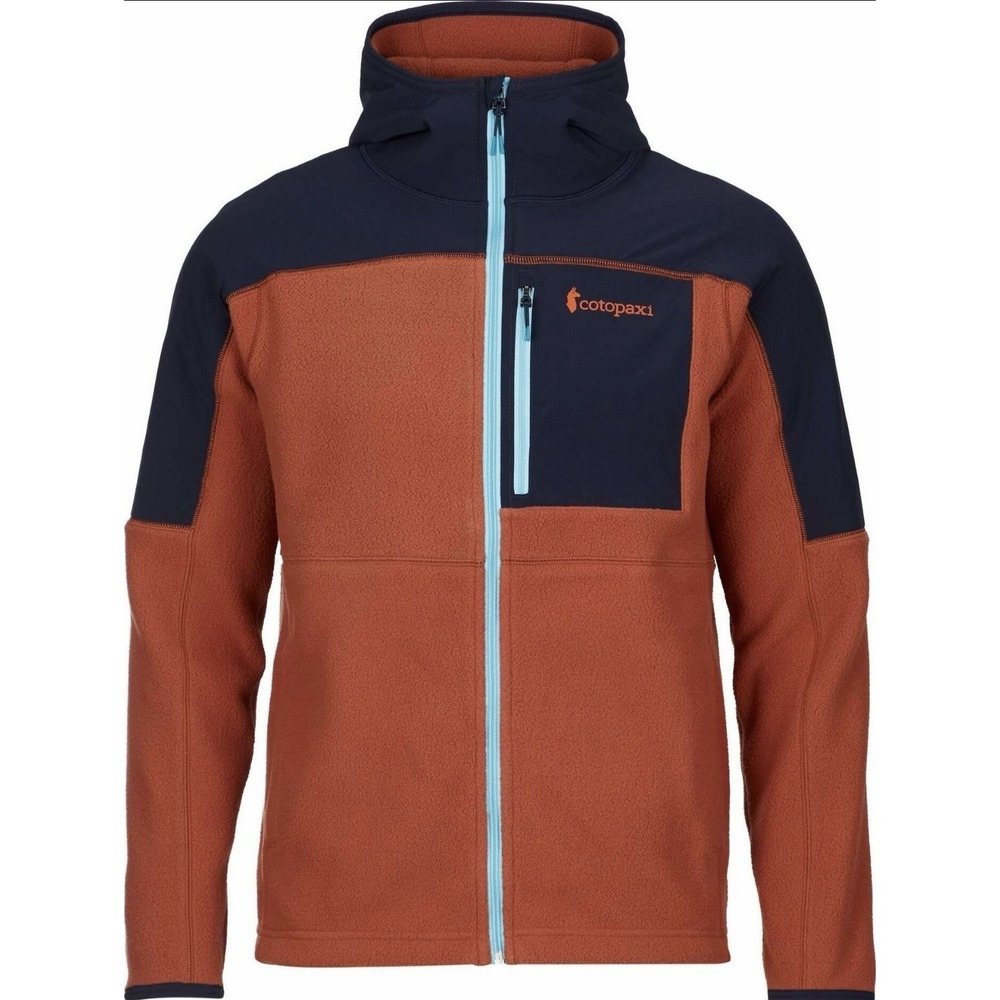 Cotopaxi Abrazo Fleece Jacket Mens Medium Orange Navy Full Zip Hooded Outdoor
